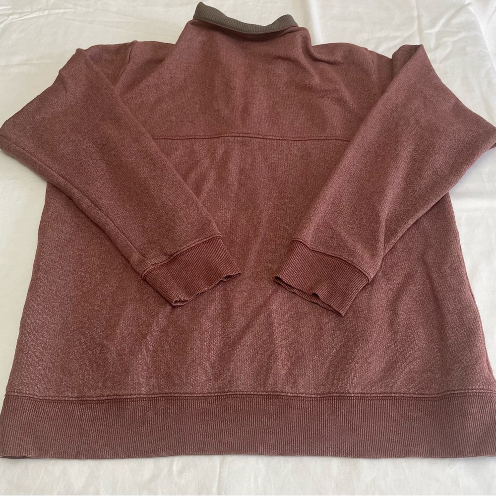 Columbia Men's Quarter Zip Sweater Pullover Brick Red Kangaroo Pocket Large - Picture 8 of 9